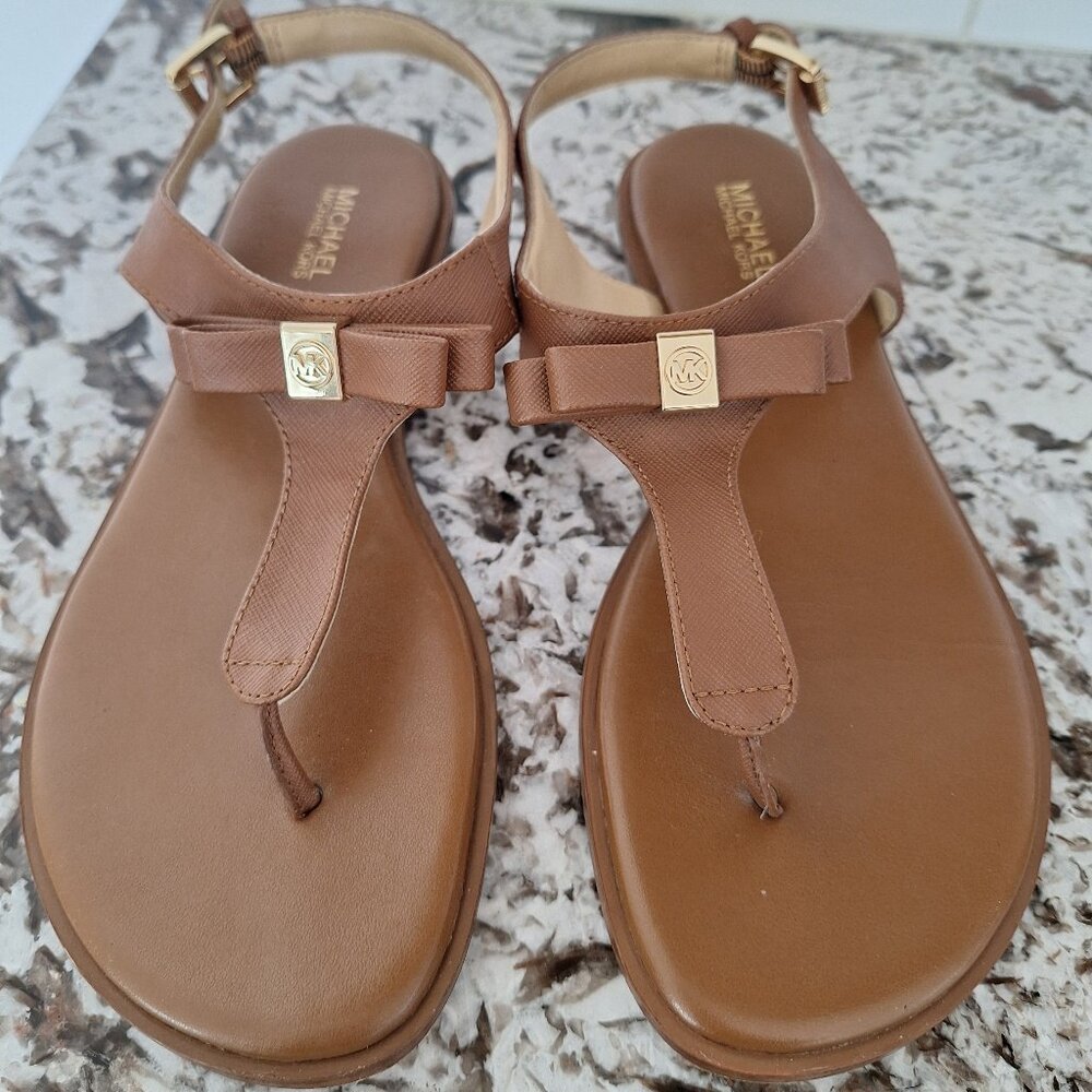 Michael Kors Brown Sandals with Gold Accents